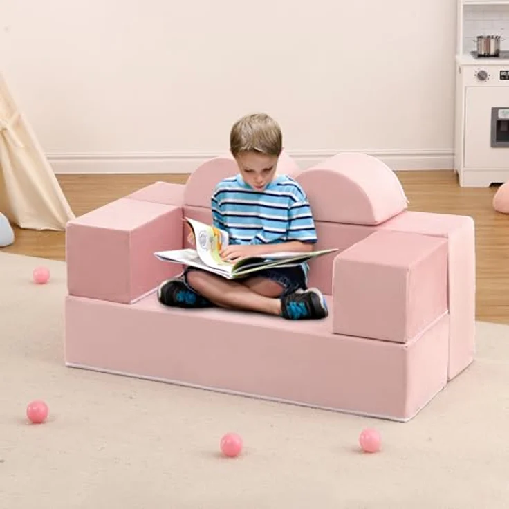 Kinderbett, Schlafsofa, ausziehbar mit 6 Modulen, Futon, faltbar, Möbel für Kinderzimmer, Schlafzimmer, Spielzimmer – Bild 2
