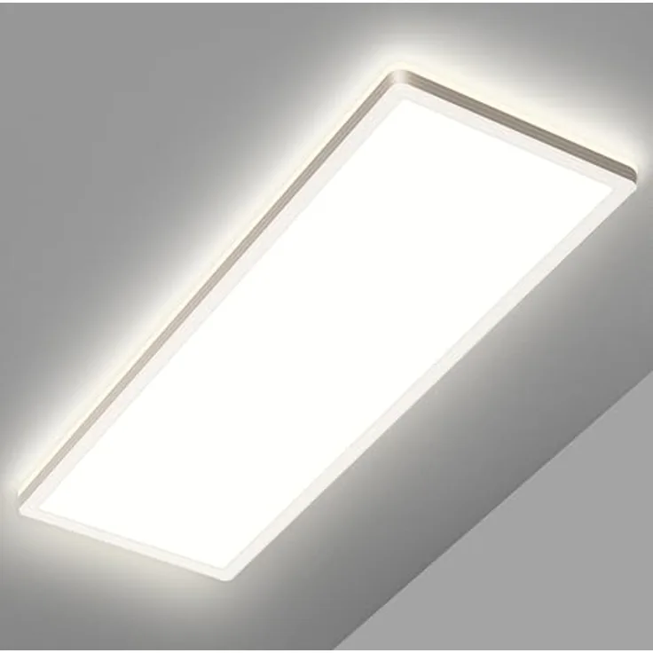 Feliigo LED Deckenleuchte Flach, 24W 2500LM, Rechteckig mit 4000K Neutralweiß und Hintergrundbeleuchtungseffekt, 580x200x25mm für Büro, Küche, Wohnzimmer