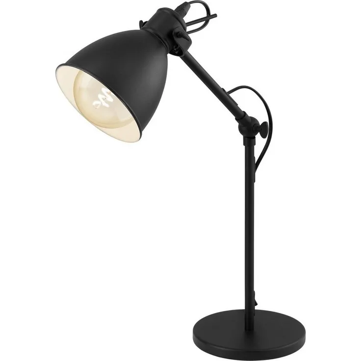 Eglo 49469 Tischleuchte PRIDDY Stahl schwarz, weiß E27 1X40W H:42,5cm mit Kabelschalter