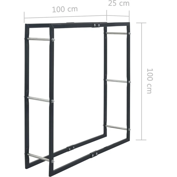 vidaXL Brennholzregal Schwarz 100×25×100 cm Stahl 286288 – Bild 7