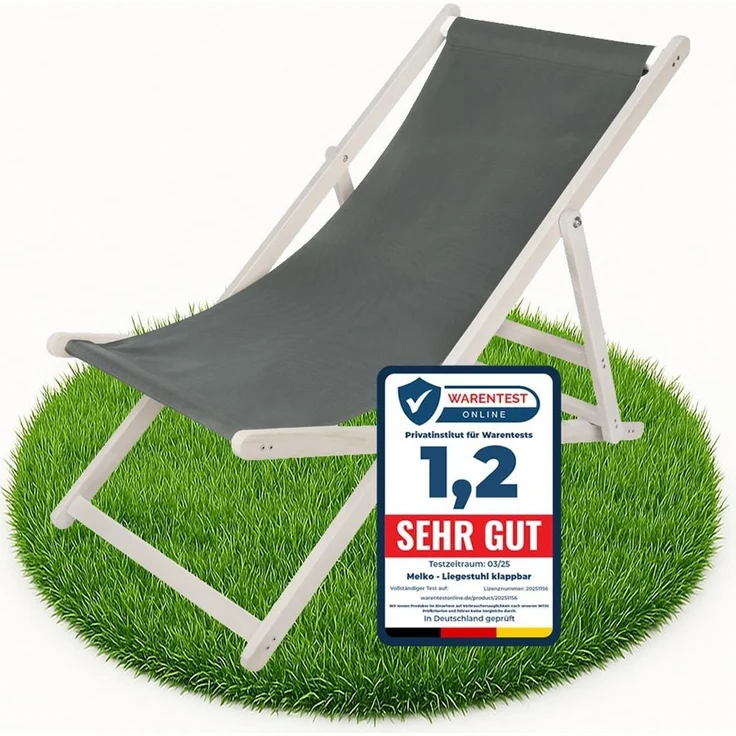 Melko Gartenstuhl Strandliege klappbar Liegestuhl Gartenliege Sonnenliege Balkon (Stück, 1 St), inkl. Sicherung gegen ungewolltes Zusammenklappen – Bild 1