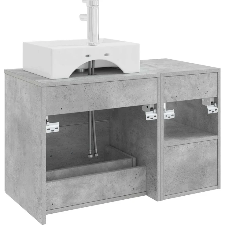 vidaXL Badezimmerschrank-Set 2 stk. Betongrau 79,5 x 41 x 79,5 cm 3403891 – Bild 6