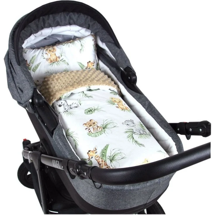 Kinderdecke BABYLUX Babydecke MINKY 2Set Kuscheldecke Decke 75 x 60cm Kinderwagen, BabyLux, MP124 - Beige + Safari – Bild 1