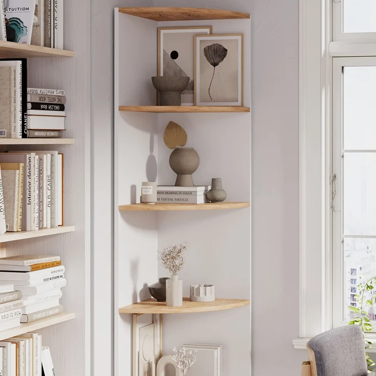 Eckregal Ecki Weiß/Goldkraft Eiche 40 x 180 cm Vicco – Bild 4