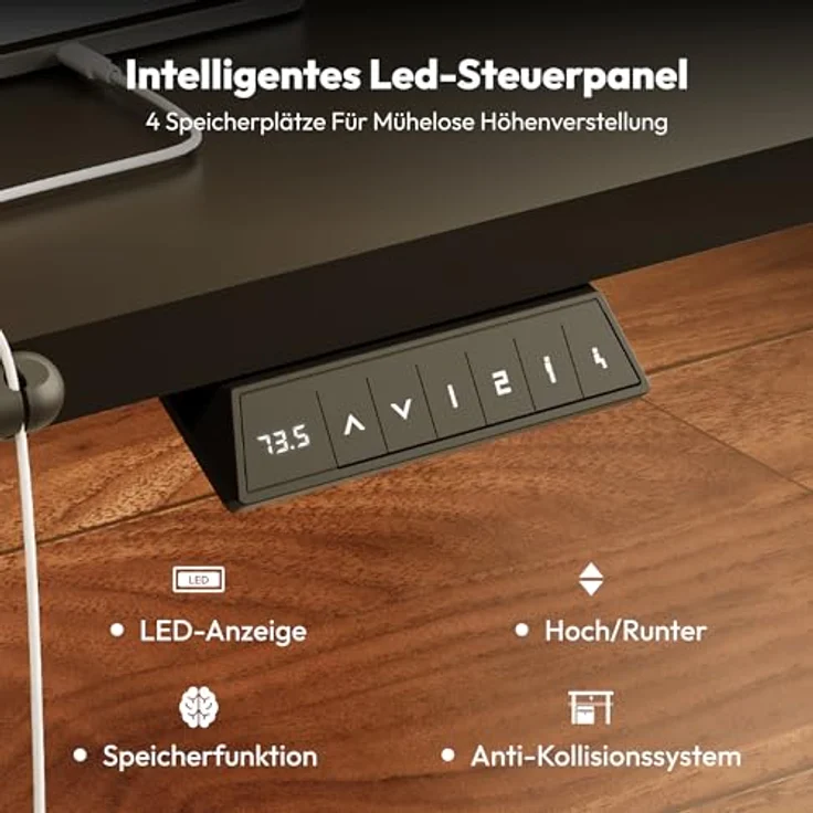 SANODESK Elektrisch Höhenverstellbarer Schreibtisch 180x80 cm – Ergonomischer Steh-Sitz Tisch mit Memory-Funktion für Homeoffice und Heimbüro, Schwarz, Computertisch, Standing Desk – Bild 11