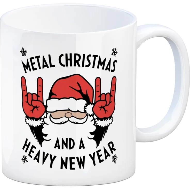 speecheese Tasse Weihnachtsmann Rock-Handzeichen - Metal Christmas Kaffeebecher – Bild 1