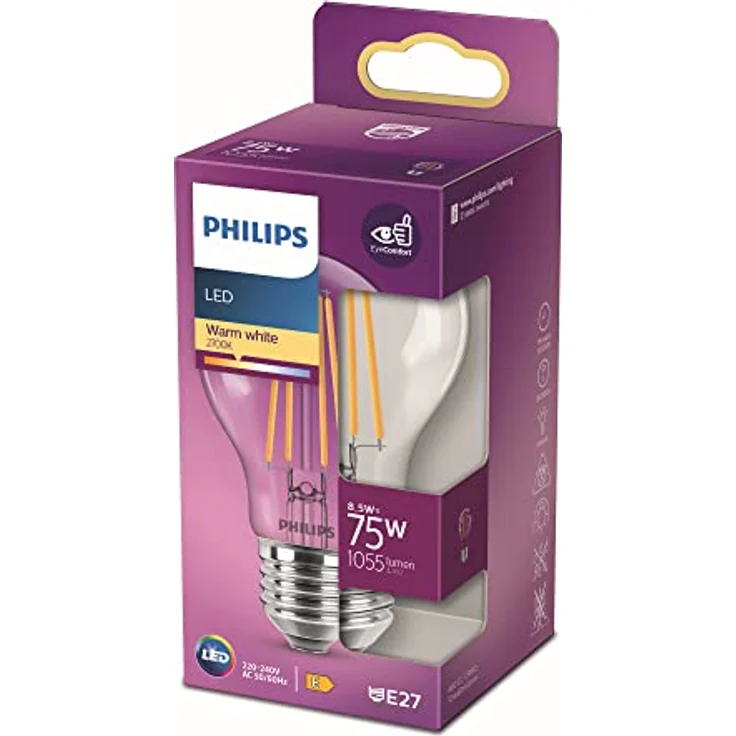 Philips LED classic Lampe 75W E27 Warmw 1055lm klar 1erPack – Bild 2