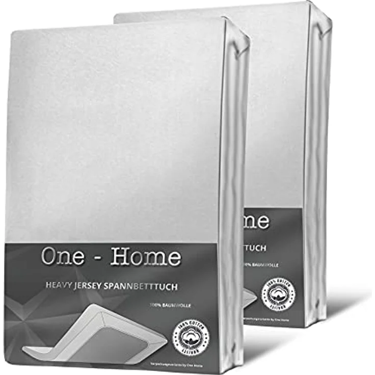 One Home Spannbettlaken Heavy, Jersey, Gummizug: rundum, (2 Stück), Double Pack, erhöhtes Flächengewicht – Bild 2