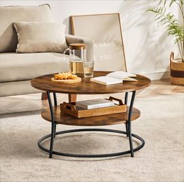 Vasagle Couchtisch rund mit Ablage