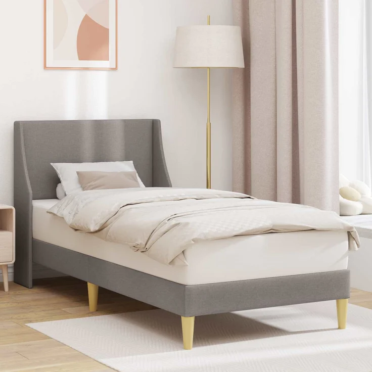 vidaXL Bettrahmen mit Kopfteil, Stoff Taupe, 100x200 cm – Bild 1