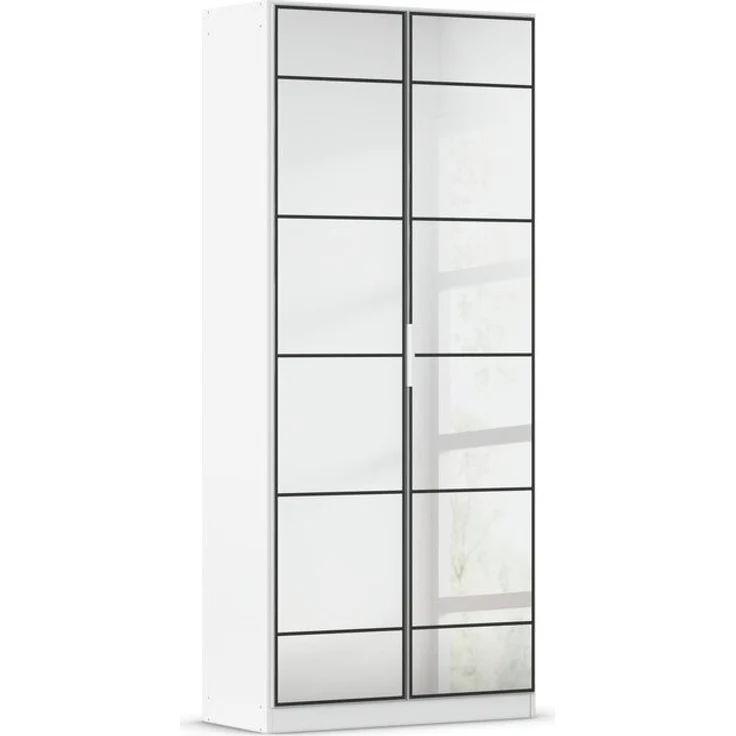 rauch Acero, Garderobenschrank in moderner Loft-Optik, 2-türig, 2 Glastüren, mit 4 Einlegeböden, Farbe Weiß, BxHxT 91x210x41cm – Bild 3