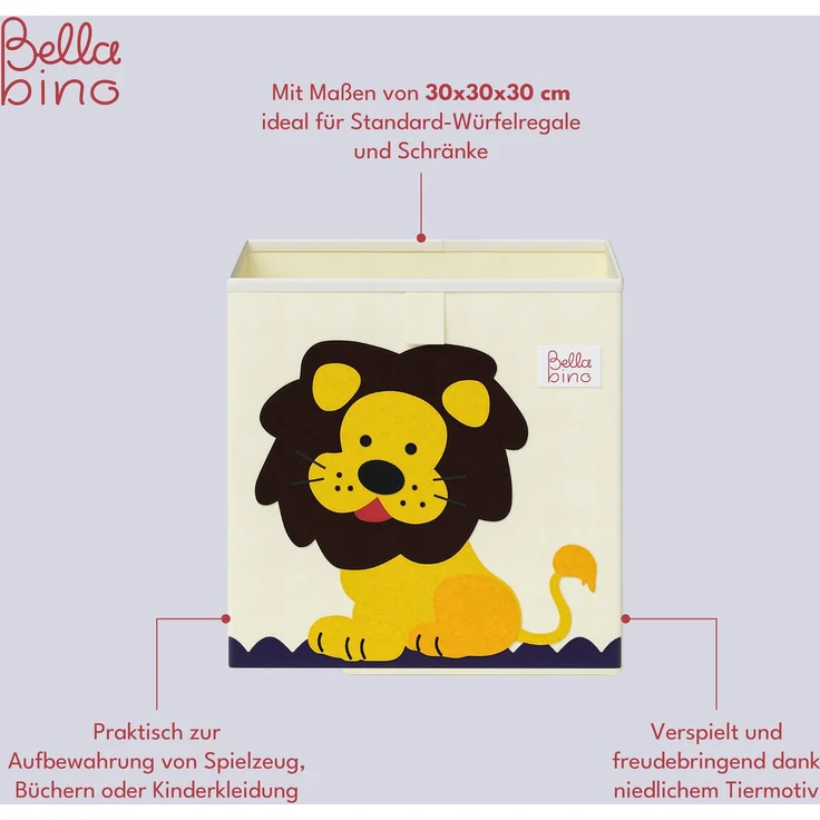 Bellabino 'Helme' Aufbewahrungsboxen, Affe/Löwe, beige, 2er-Set – Bild 3