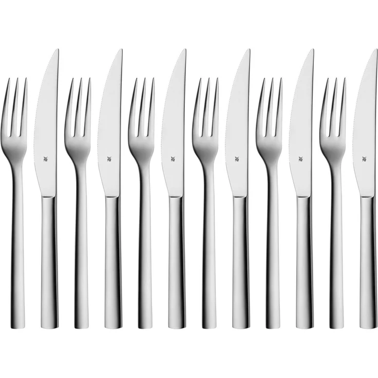 WMF 'Nuova' Steakbesteck, Edelstahl 18/10 silber, spülmaschinengeeignet, 12-tlg. – Bild 1