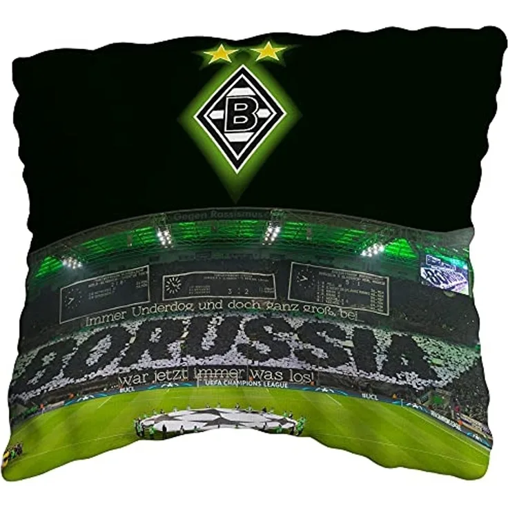 BERONAGE Dekokissen Borussia Mönchengladbach Kissen Borussia Park 40x40 cm, passend zur Bettwäsche, ideal für Sofa, Couch, Bett, Auto