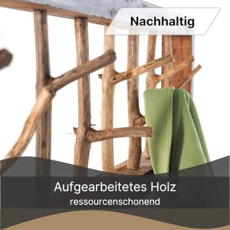 DESIGN DELIGHTS Wandgarderobe WANDGARDEROBE TREIBHOLZ UNIKAT, 80x22cm (BxH), Garderobe, Hakenleiste – Bild 4