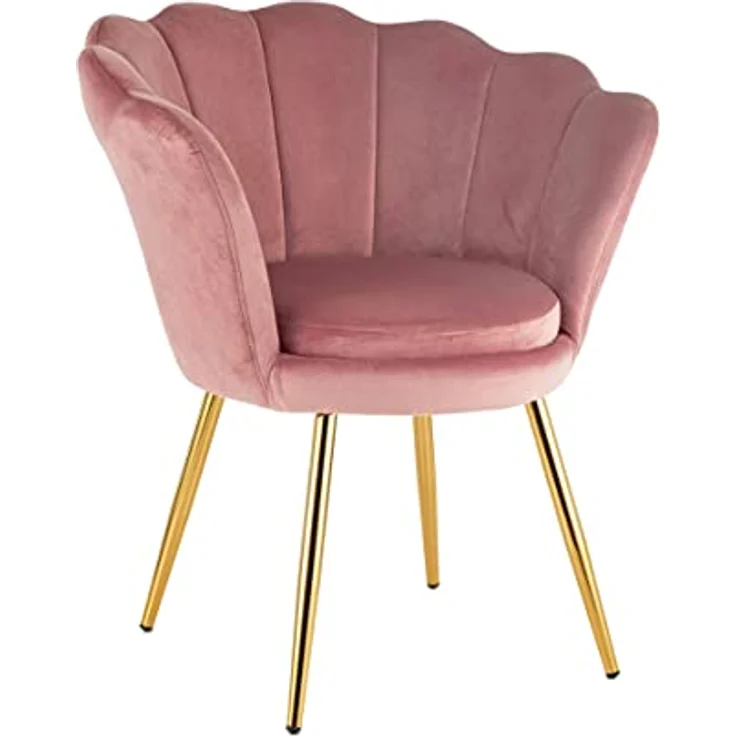 Baroni Home Gepolsterter Sessel mit Muschel-Rückenlehne aus Samt mit goldenen Beinen, Sessel für Wohn- und Schlafzimmer, 69 x 71 x 84 cm – Bild 2