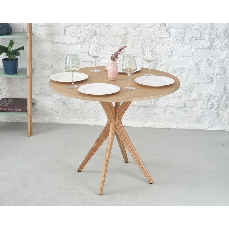 Ragaba runder Esstisch, Esche & MDF Eschenholzfurnier, Naturfinish, Ø 70 cm – Bild 2