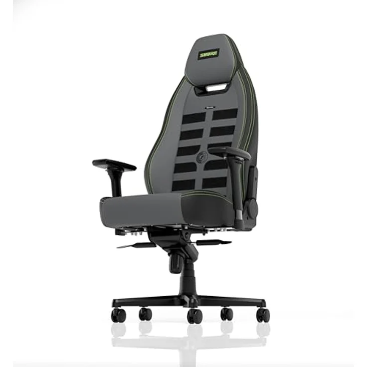 noblechairs LEGEND Gaming Stuhl - Shure Edition, ergonomischer Bürostuhl aus grauem PU-Leder, Kaltschaumpolsterung, bis 150 kg belastbar, 60-mm-Rollen für harte und weiche Böden – Bild 2