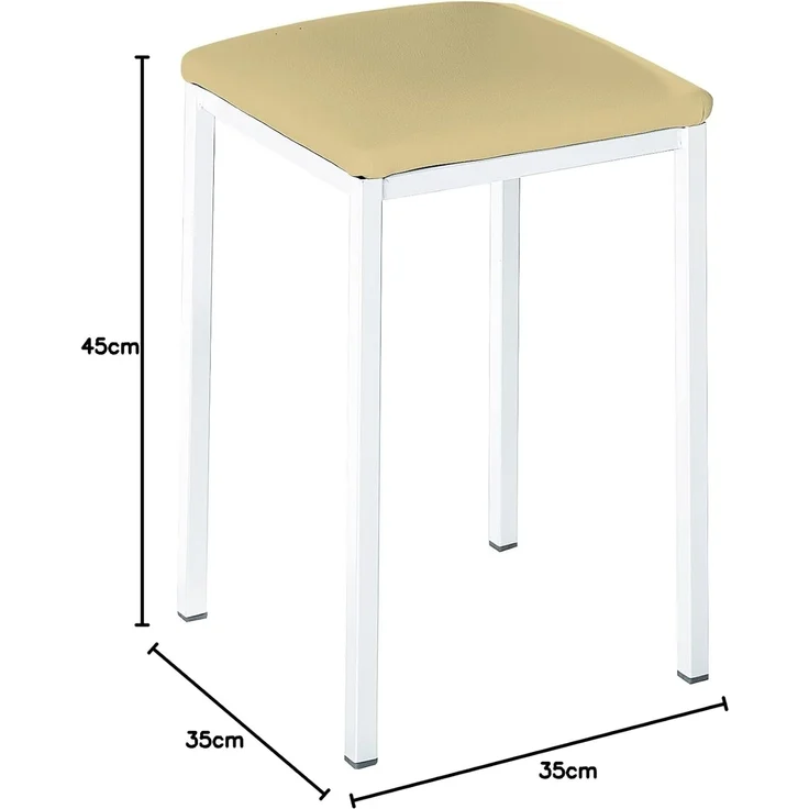 ASTIMESA Zwei Hocker für die Küche, quadratisch, Kunstleder, Beige – Bild 2