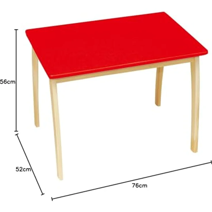 roba Kindertisch - Massivholz & MDF - HxBxT: 56 x 76 x 52 cm - Rot / Natur – Bild 3