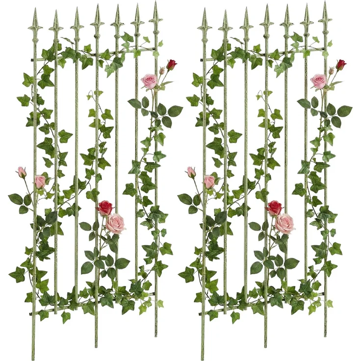 Rankgitter FREYA 2er Set - 50x0,7x100cm, Metall, Antik-Grün | Rankhilfe Kletterpflanzen Gartendekoration – Bild 1