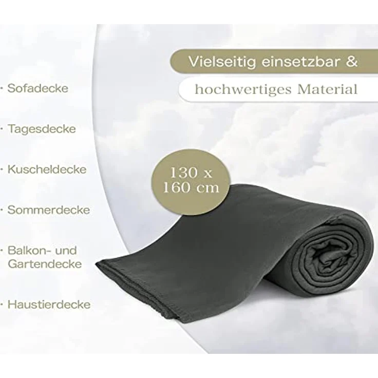 Wohndecke Polar-Fleece mit Antipilling, ca. 420g, 130x160 cm, KiGATEX, Ziersticheinfassung – Bild 8