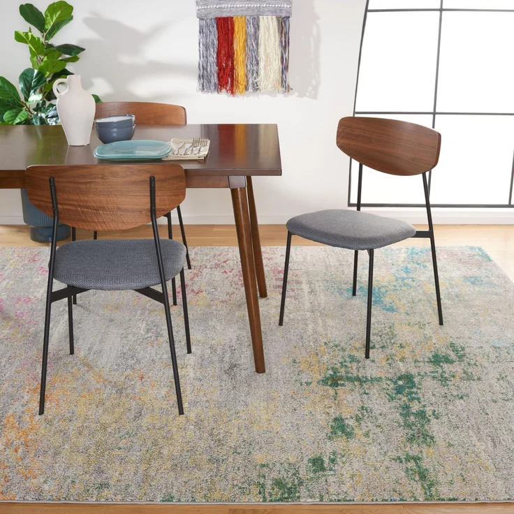 SAFAVIEH Boho Teppich für Wohnzimmer, Esszimmer, Schlafzimmer - Madison Collection, Kurzer Flor, Grau und Gold, 274 X 366 cm