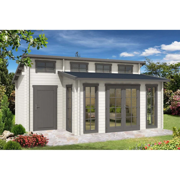 Alpholz Gartenhaus Lausitz ISO mit Anbau Gartenhaus aus Holz Holzhaus mit 70 mm Wandstärke Blockbohlenhaus mit Montagematerial – Bild 3