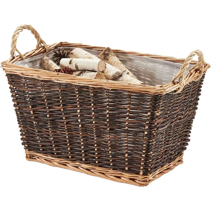Kobolo Kaminholzkorb Holztrage Holzkorb für Kaminholz Weide mit Leinenstoff und Henkel, (Einzelstück, 1 St, 1 Stück)