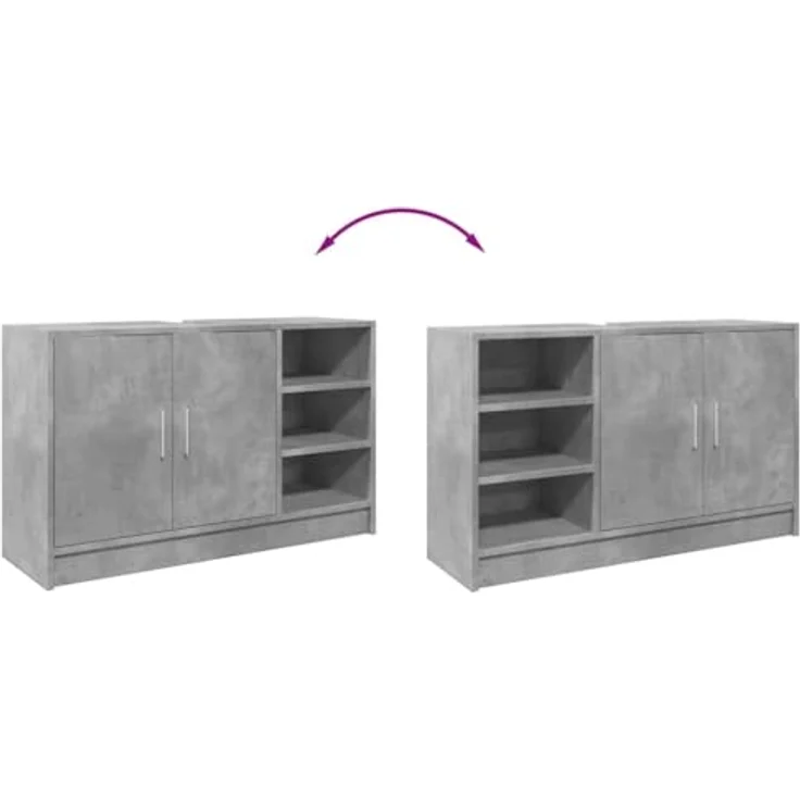 vidaXL Waschbeckenunterschrank Betongrau 90x29x55 cm Holzwerkstoff 848125 – Bild 5
