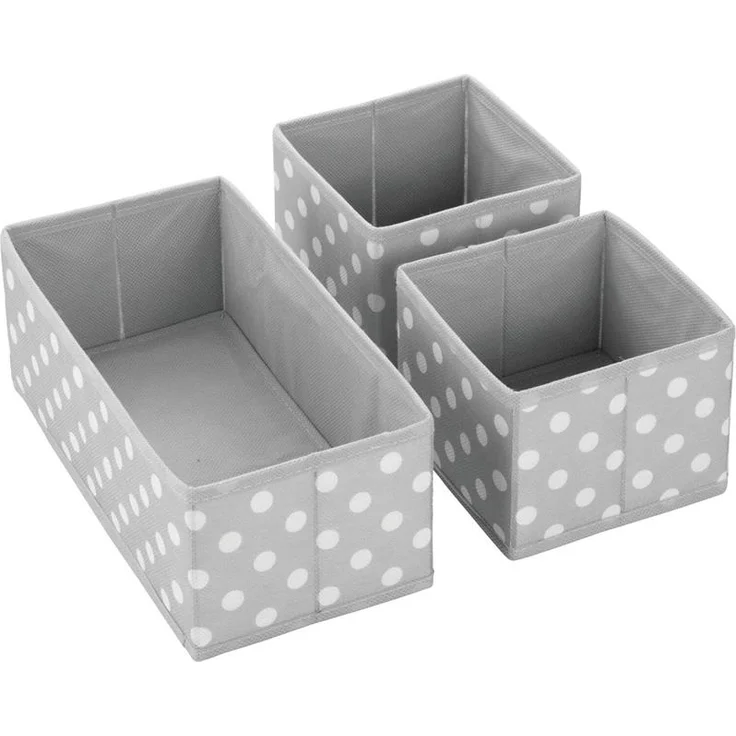Aufbewahrungsbox Stoffkisten Organizer mDesign 3er Set hellgrau/weiß gepunktet – Bild 9