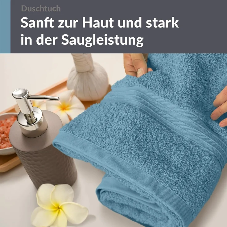 Lashuma Duschtuch Linz, Frottee (1-St), Baumwoll Badetuch blau 70x140 cm – Bild 3