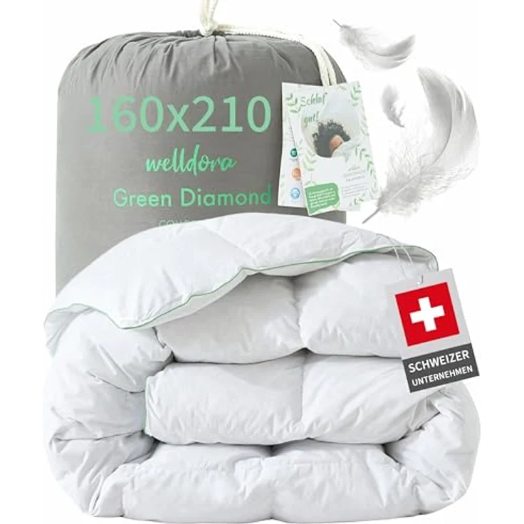 Welldora Komfort Bettdecke 160x210 | 100% Extraweiche Federn & Daunen | Fachärztlich geprüft, Oeko-Tex, Allergiker | RDS Zertifiziert für Tierwohl | Ganzjahres Federbett Daunendecke 160x210 – Bild 2