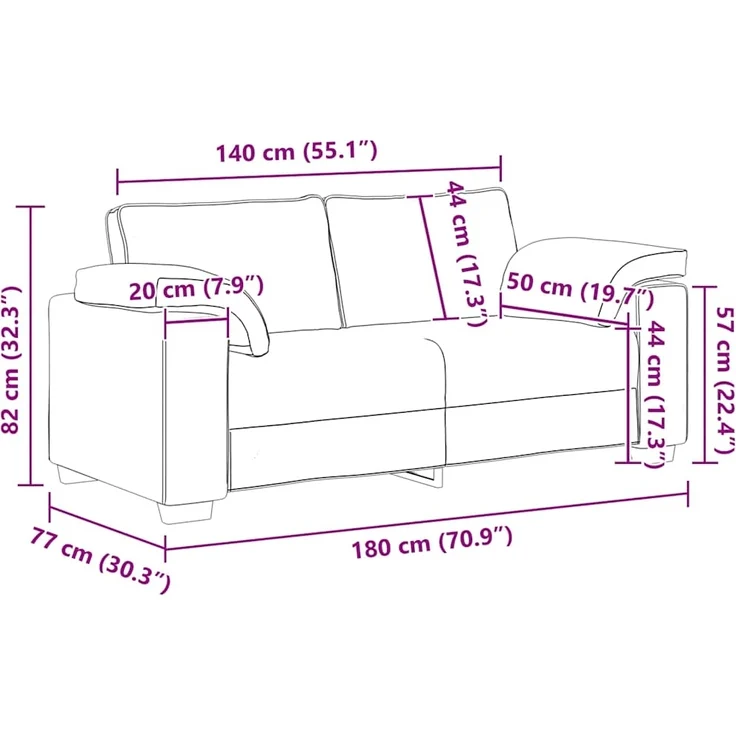 vidaXL Zweisitzer-Sofa Hellgrau 180x77x82 cm Samt 4105267 – Bild 8