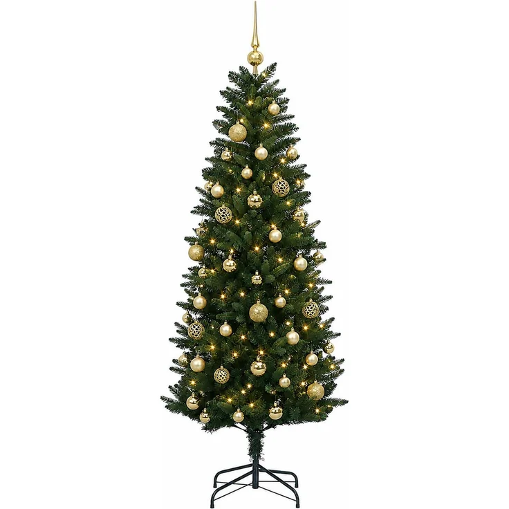 vidaXL Künstlicher Weihnachtsbaum mit Weihnachtskugeln 150 cm 150 LEDs 3465732 – Bild 4