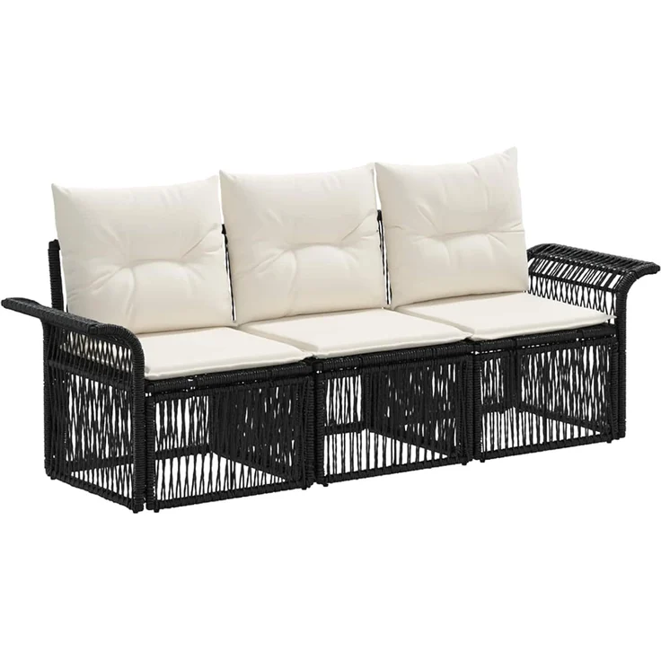 vidaXL Gartensofa-set 3 stk. 3-Sitzer Schwarz Poly-Rattan 3434746 – Bild 1