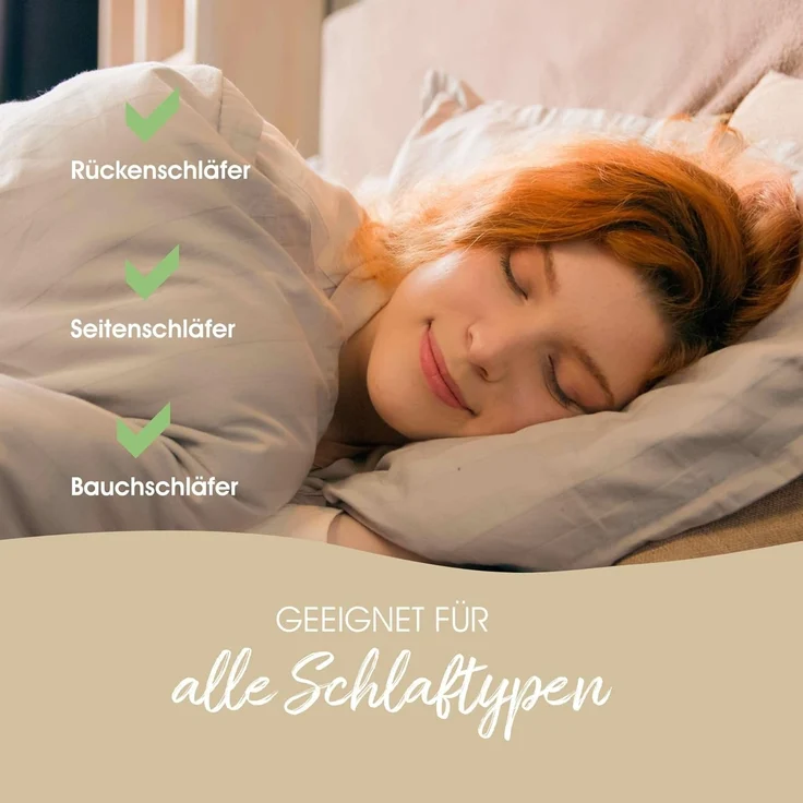 KÜNSEMÜLLER Federkissen Feder, Füllung: 100% Gänse-Federn, Bezug: 100% Baumwolle, Rückenschläfer, Seitenschläfer, Bauchschläfer, viel Stützkraft durch Federfüllung – Bild 2