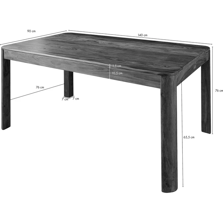 Esstisch Sheesham 140 x 90 x 76 smoked cherry gebeizt TORONTO #123 – Bild 6