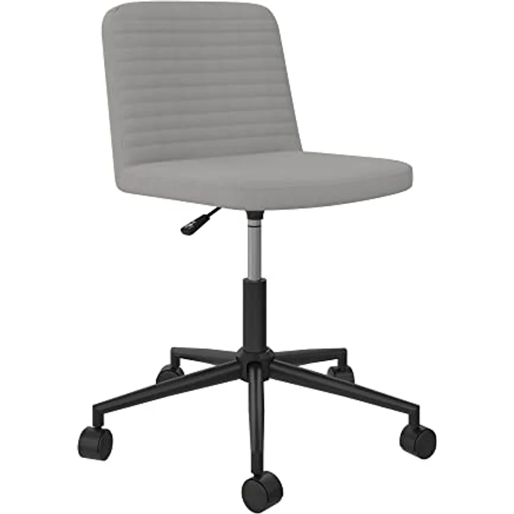 DHP Furniture Corey Bürostuhl Grau, höhenverstellbarer Drehstuhl mit Rollen, gepolsterter Arbeitsstuhl ohne Armlehnen, mit Metallgestell, 59 x 56 x 76 cm – Bild 4