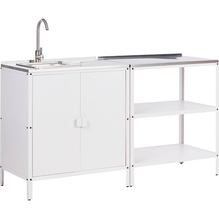 Outdoor-Küche 2er Set mit Spüle VILAMA Metall Weiß