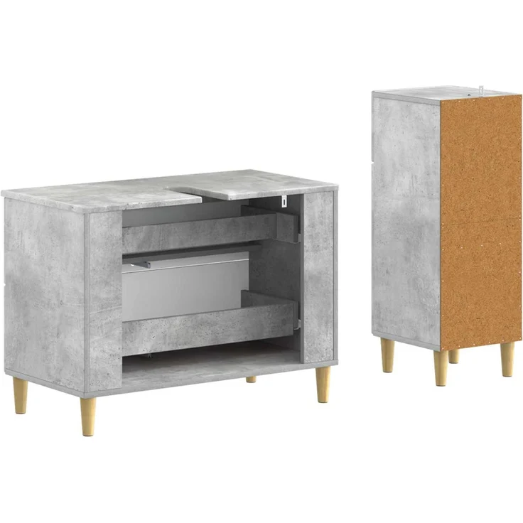 vidaXL 2-teiliges Badezimmer Schrank Set DELFT Betongrau Holzwerkstoff 3417705 – Bild 5