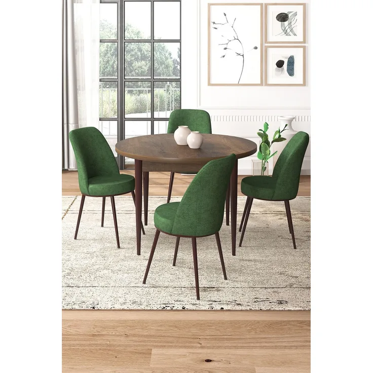 Skye Decor 'Tor - Baroque, Khaki' Essgruppe (5-teilig), Barock / Khaki, 90 x 75 x 90 cm