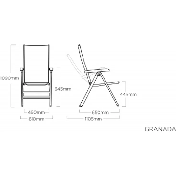 Kettler Granada Klappsessel - silber / anthrazit – Bild 2