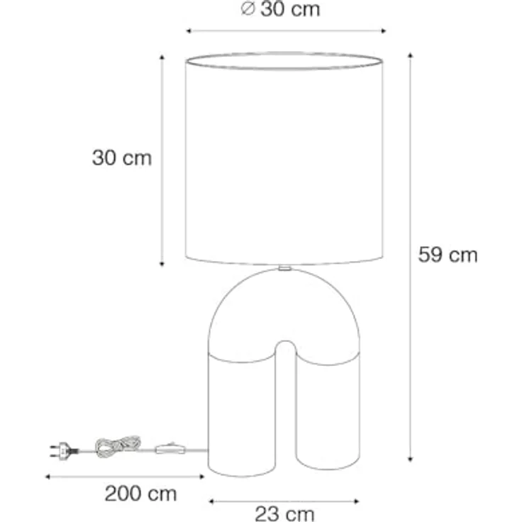 QAZQA Lotti, Skandinavische Tischleuchte in Grün mit weißem Leinen-Schirm, dimmbar, E27 Fassung, 59 cm hoch – Bild 4
