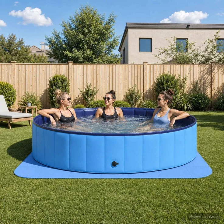 vidaXL Pool Bodenschutzmatte 49 stk. Ø 408 cm Rund EVA-Schaum Blau 42042644 – Bild 1