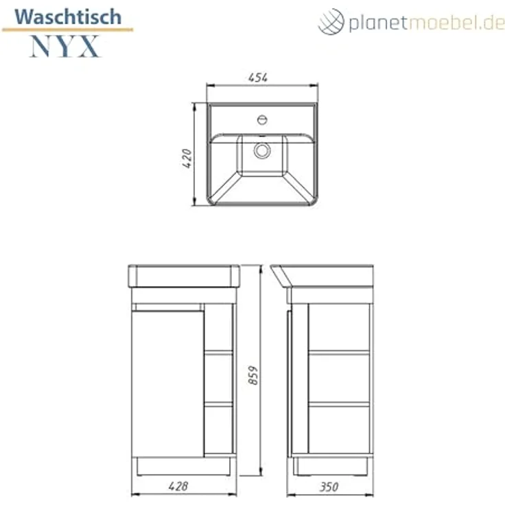 Planetmöbel Badmöbel-Set Badmöbel Set Nyx Waschtisch 45 cm Wotan Eiche / Anthrazit, (45cm Waschtisch, 1-St), Badezimmer Waschtisch 45 cm für Gäste-Bad & WC – Bild 7