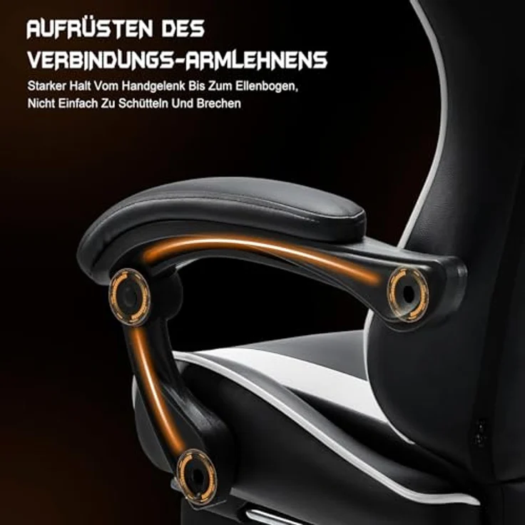 DUMOS Gaming Stuhl Ergonomischer Gaming Stuhl mit Fußstütze Atmungsaktiver PC Stuhl mit verstellbare Lendenkissen Kopfkissen und Armlehnen 150 kg Belastbarkeit Drehsessel – Bild 6