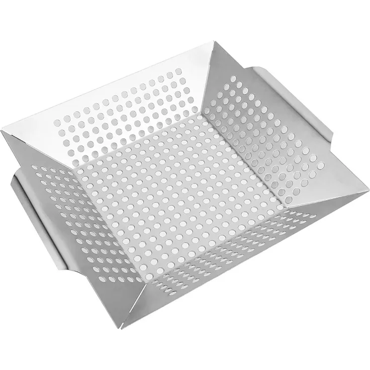 LANDMANN Grillkorb Edelstahl 30x30x6cm | 6 Stück Grillkörbe | Praktisches Zubehör für Gemüse Fisch und kleines Grillgut