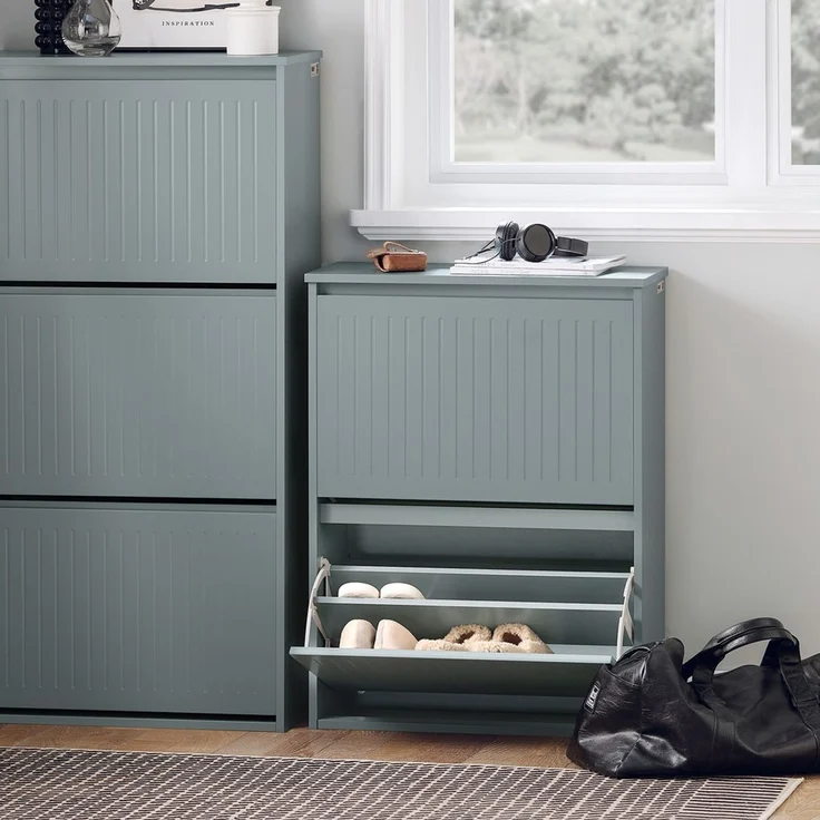 SoBuy FSR165-K-HG Schuhschrank, MDF, Lackiert, Grau, 60 x 120 x 25 cm – Bild 2