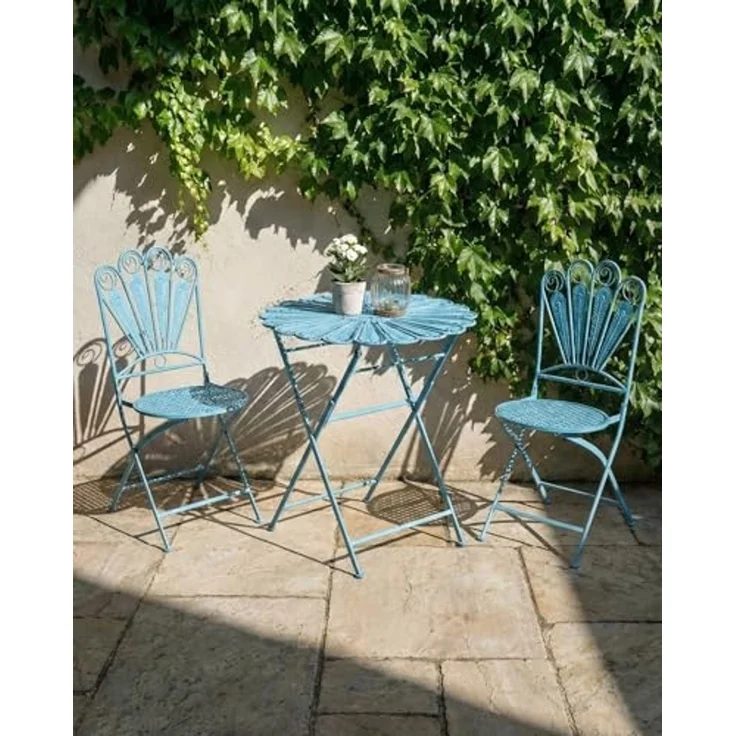 Gartenstuhl 2er Set PAVIA klappbar Metall Blau – Bild 2